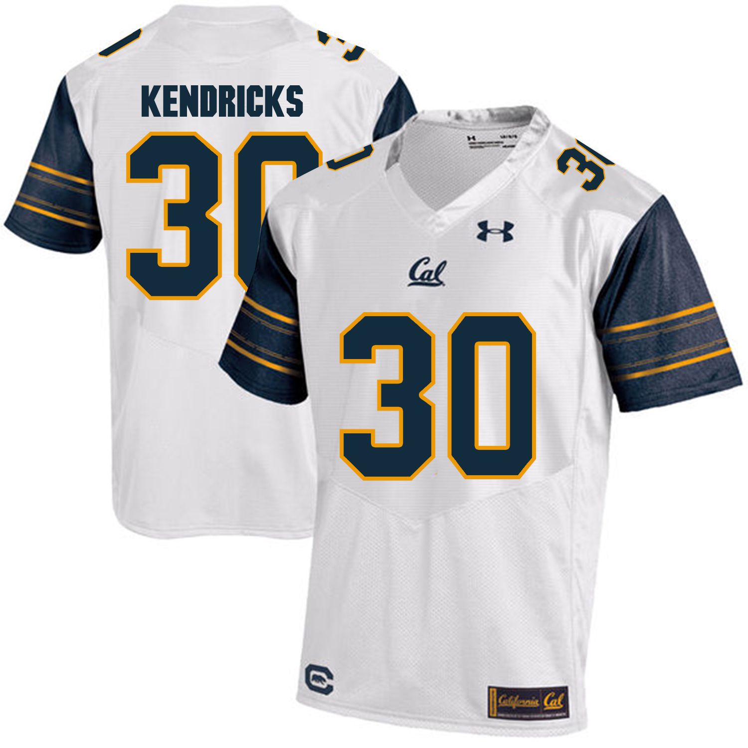 Men California Golden Bears 30 Mychal Kendricks White Customized NCAA Jerseys